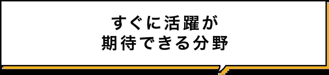 すぐに活躍が期待できる分野